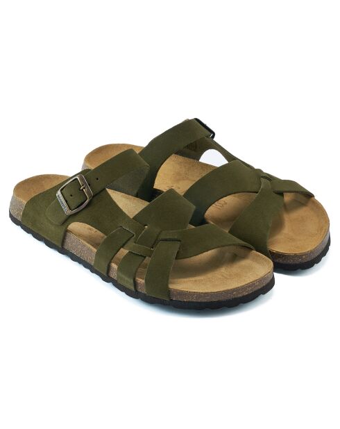 Groene Alvaro fluwelen leren muiltjes