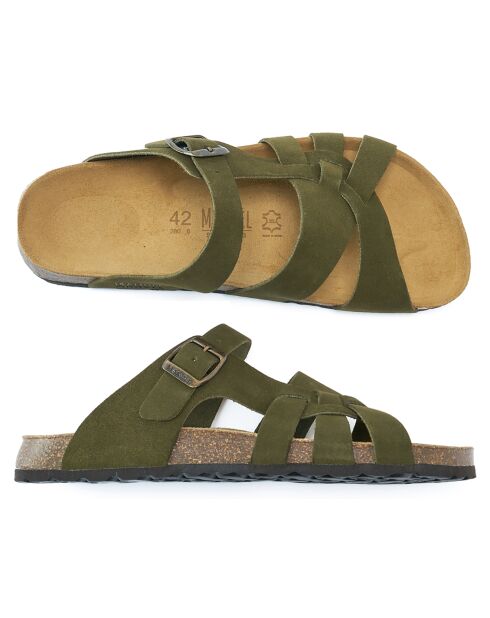 Groene Alvaro fluwelen leren muiltjes