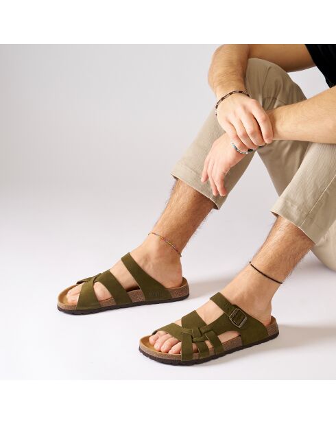 Groene Alvaro fluwelen leren muiltjes