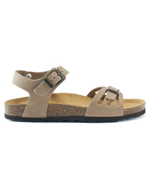 Ledersandalen Neva aus taupefarbenem Samt