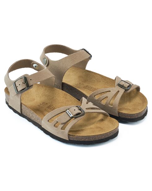 Ledersandalen Neva aus taupefarbenem Samt