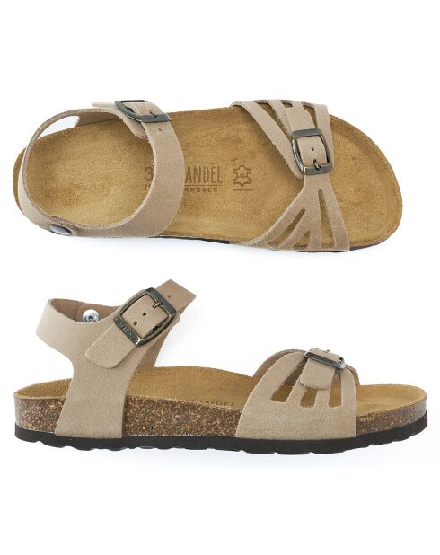 Ledersandalen Neva aus taupefarbenem Samt