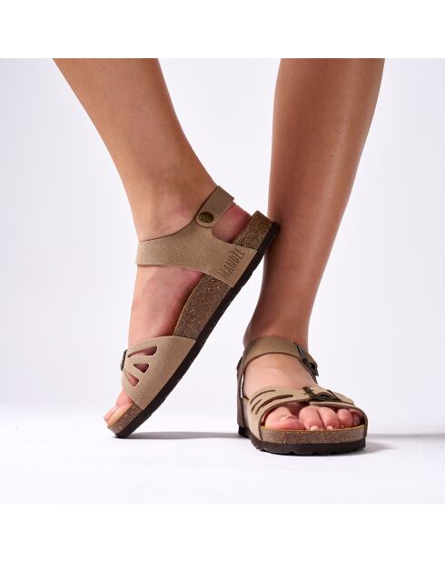 Sandales en Velours de Cuir Neva taupe