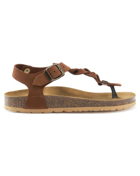 Sandales en Velours de Cuir Aida marron