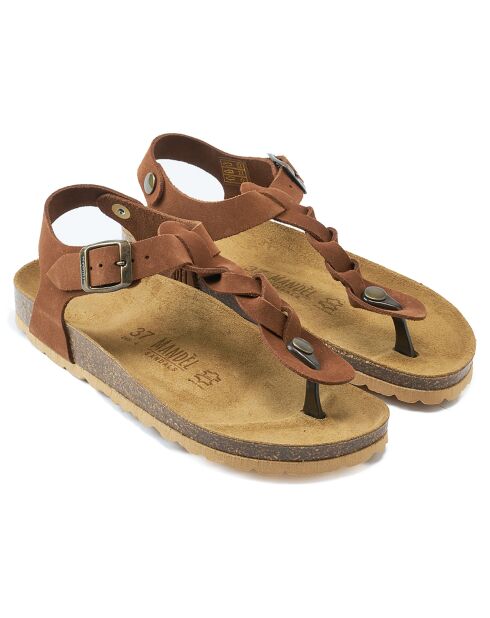 Sandales en Velours de Cuir Aida marron