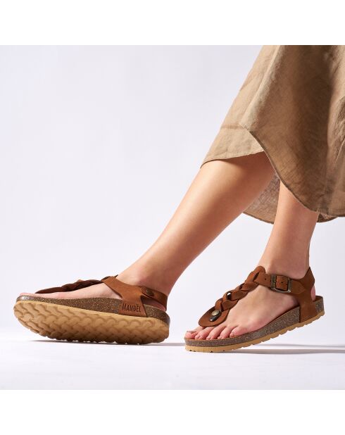 Sandales en Velours de Cuir Aida marron