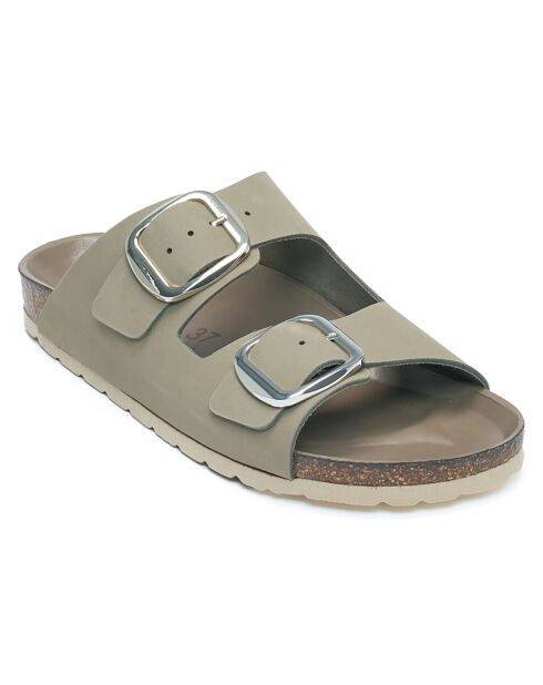Mules en Cuir Alberto grises