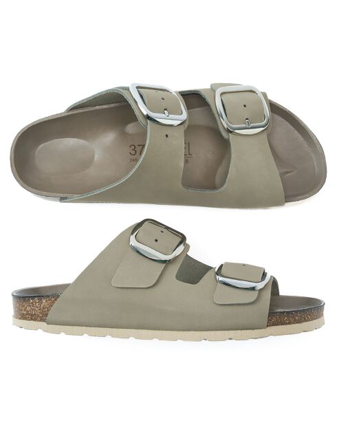 Mules en Cuir Alberto grises
