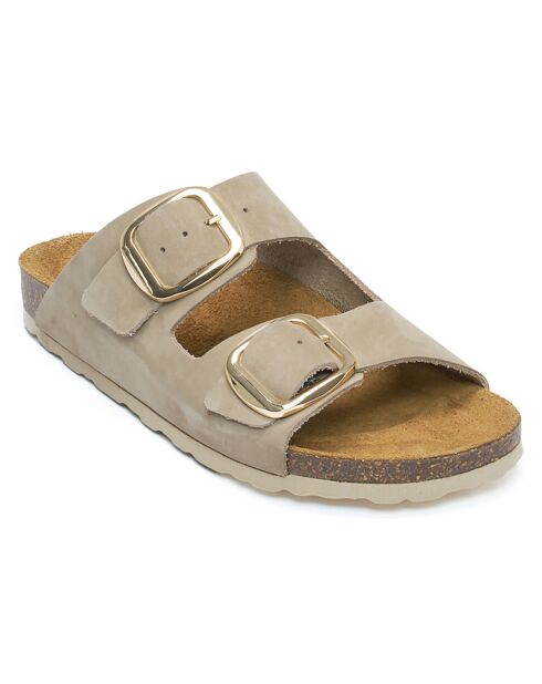 Mules en Cuir Alberto taupe