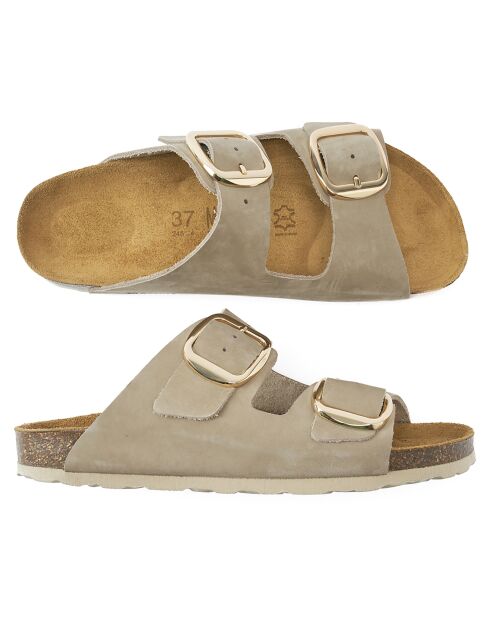 Mules en Cuir Alberto taupe