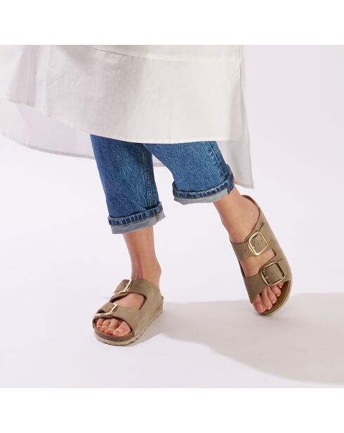 Mules en Cuir Alberto taupe