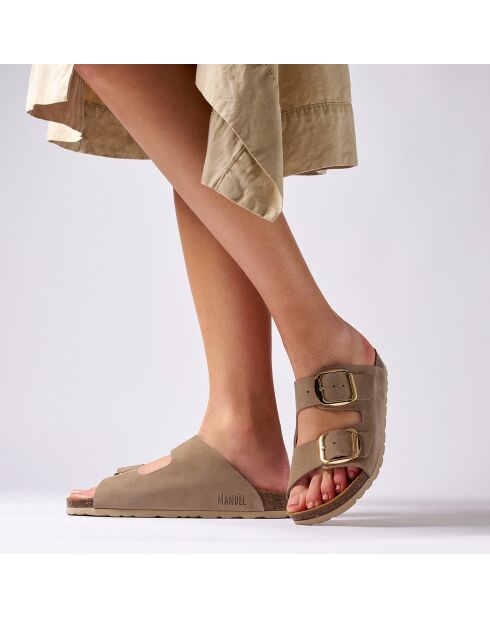 Mules en Cuir Alberto taupe
