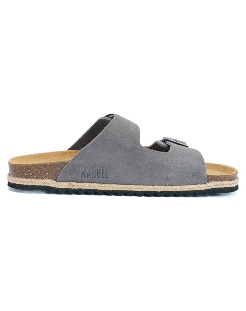 Mules en Velours de Cuir Alberto grises