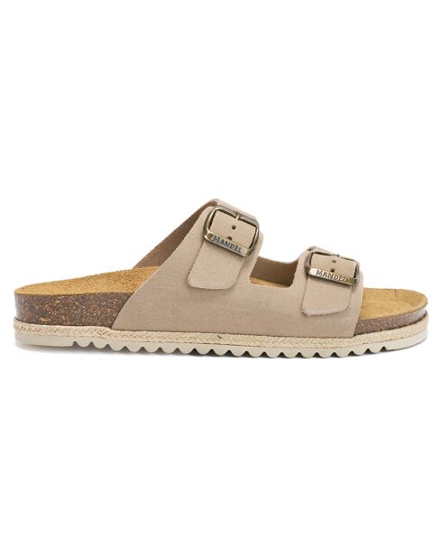 Mules en Velours de Cuir Alberto taupe