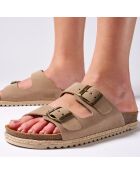 Mules en Velours de Cuir Alberto taupe