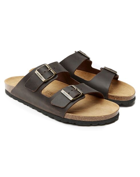 Mules en Cuir Alberto marron