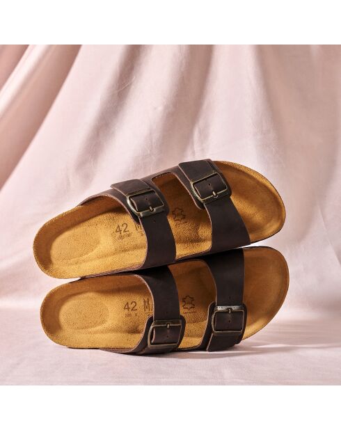 Mules en Cuir Alberto marron