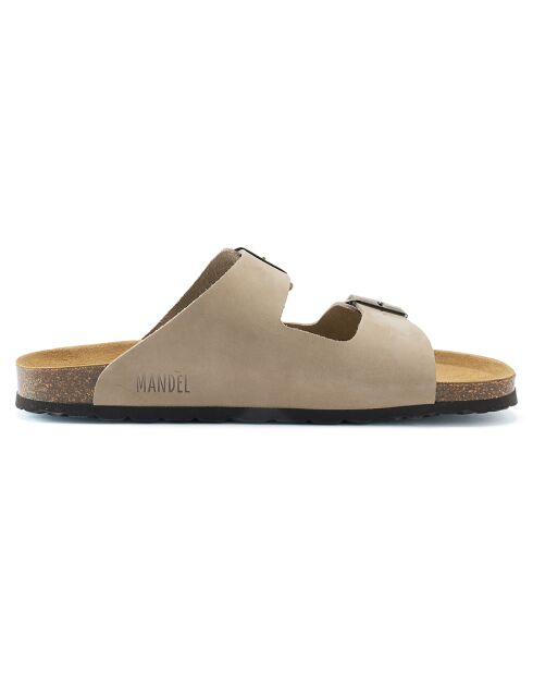 Mules en Velours de Cuir Alberto taupe