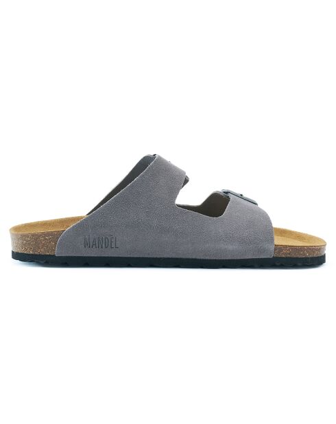 Mules en Velours de Cuir Alberto grises