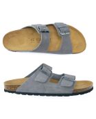 Mules en Velours de Cuir Alberto grises