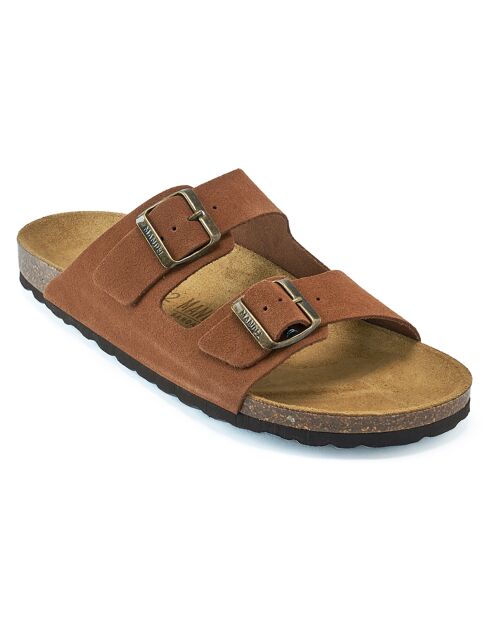Mules en Velours de Cuir Alberto marron