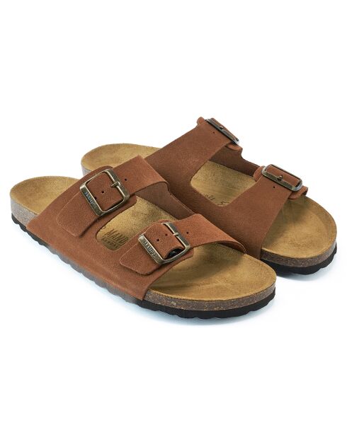 Mules en Velours de Cuir Alberto marron