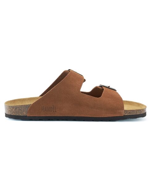 Mules en Velours de Cuir Alberto marron