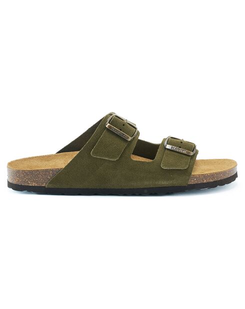 Mules en Velours de Cuir Alberto vertes