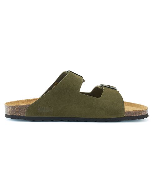 Mules en Velours de Cuir Alberto vertes