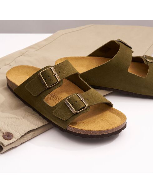 Mules en Velours de Cuir Alberto vertes