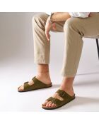 Mules en Velours de Cuir Alberto vertes