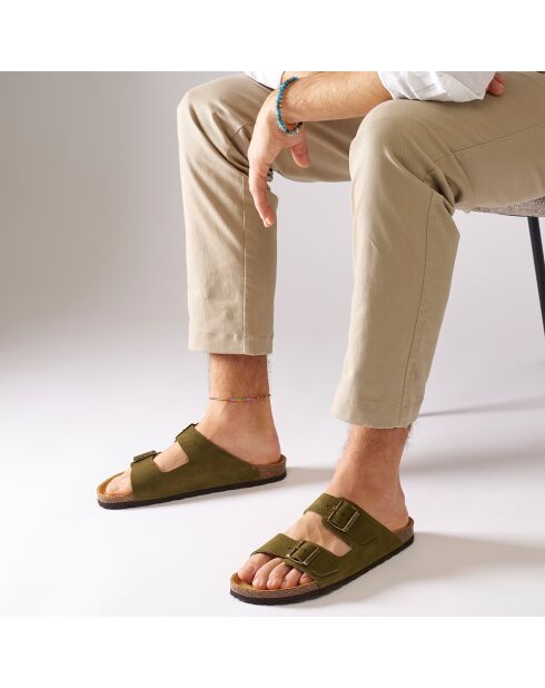 Mules en Velours de Cuir Alberto vertes