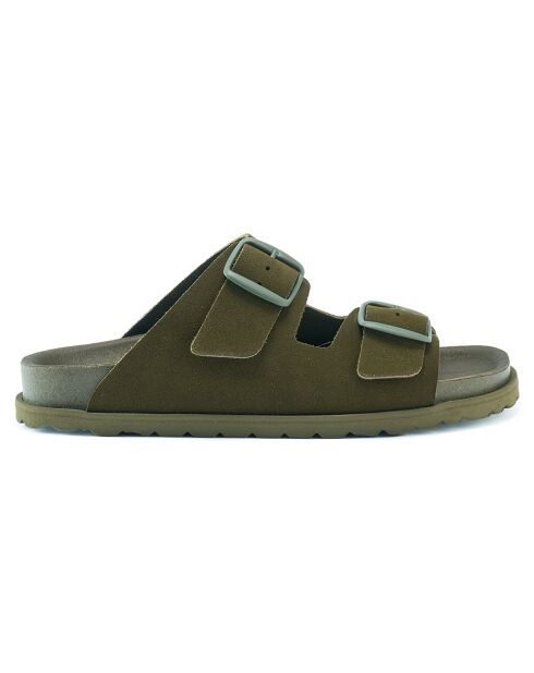 Mules en Velours de Cuir Ana vertes