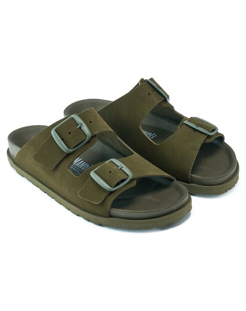 Mules en Velours de Cuir Ana vertes