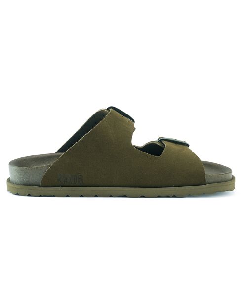Mules en Velours de Cuir Ana vertes
