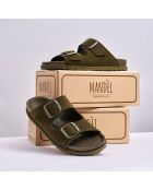 Mules en Velours de Cuir Ana vertes