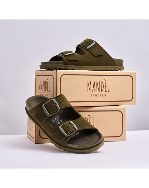 Ana groene fluwelen leren muiltjes