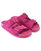 Mules en Velours de Cuir Ana fuchsia