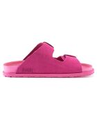 Mules en Velours de Cuir Ana fuchsia