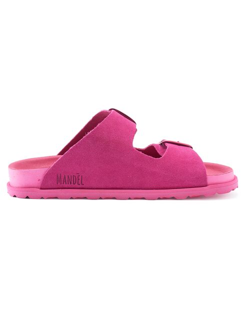 Mules en Velours de Cuir Ana fuchsia