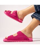 Mules en Velours de Cuir Ana fuchsia