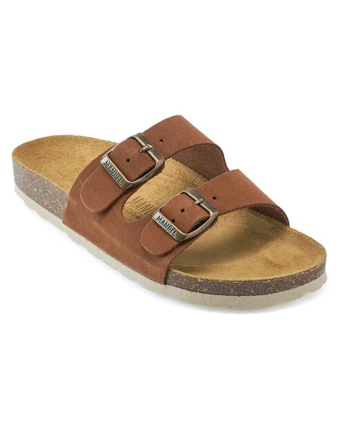 Mules en Velours de Cuir Gema marron