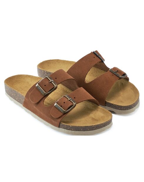 Mules en Velours de Cuir Gema marron