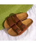 Mules en Velours de Cuir Gema marron