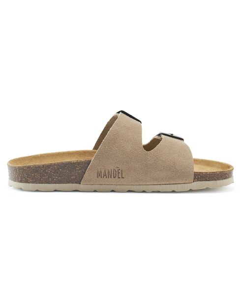 Mules en Velours de Cuir Gema taupe