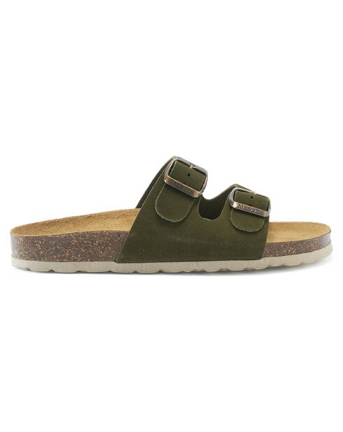 Mules en Velours de Cuir Gema vertes