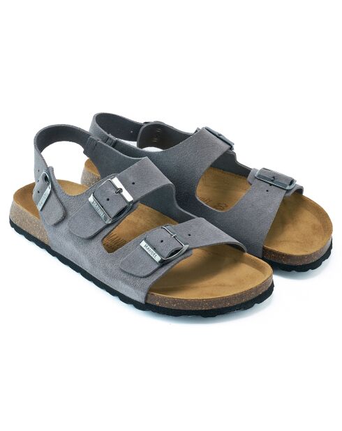 Sandales en Velours de Cuir Carlos grises