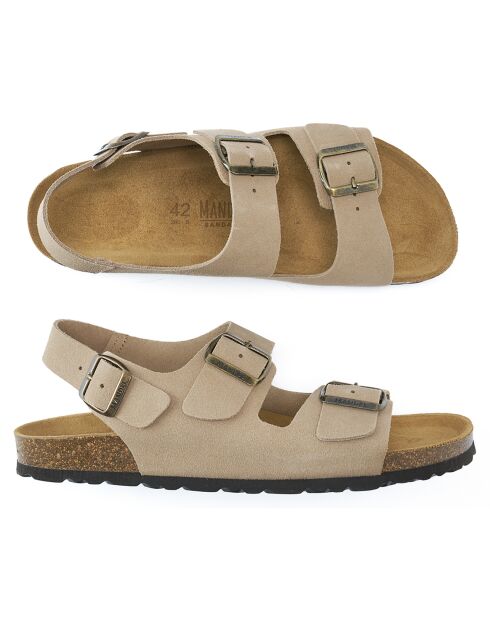 Sandales en Velours de Cuir Carlos taupe
