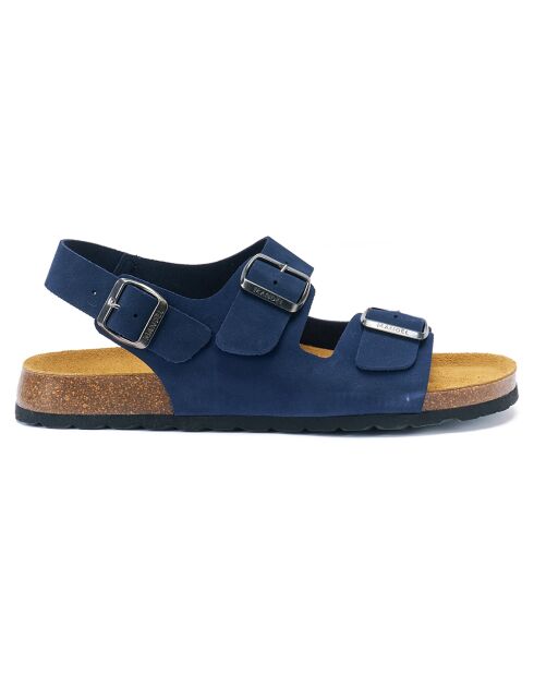 Sandales en Velours de Cuir Carlos bleu marine