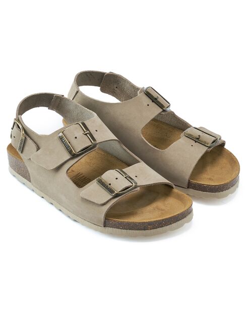 Sandales en Velours de Cuir Carlos taupe